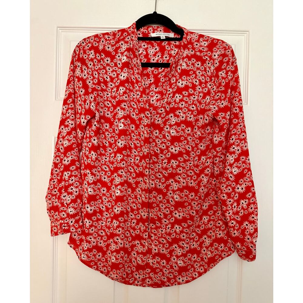 Rose & Olive Size Small Red Floral Blouse